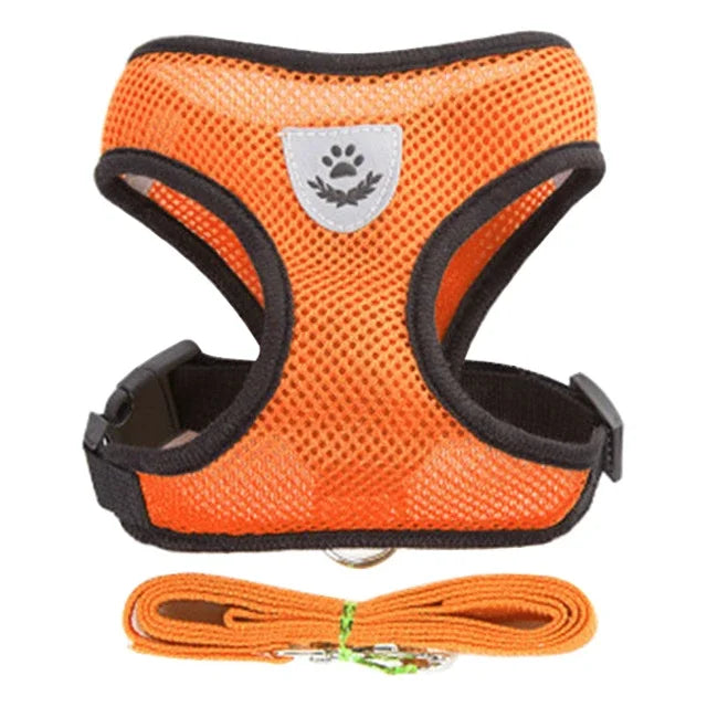 Arnés de malla ajustable de poliéster para gatos, chaleco para caminar, correa de plomo para cachorros, Collar para perros pequeños y medianos, accesorios para mascotas