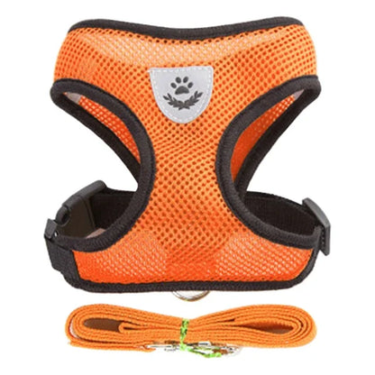 Arnés de malla ajustable de poliéster para gatos, chaleco para caminar, correa de plomo para cachorros, Collar para perros pequeños y medianos, accesorios para mascotas