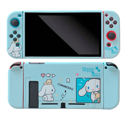Sanrio Cinnamon Dog para Nintendo OLED silicona suave pintada cubierta anticaída puede dividir NS consola de juegos portátil carcasa protectora