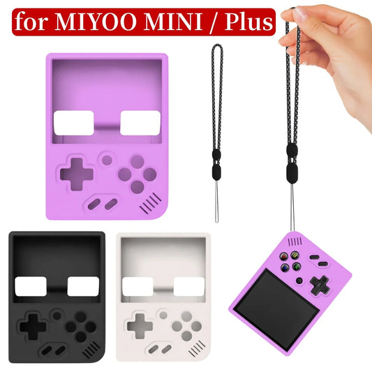 Funda protectora de silicona para consola de juegos MIYOO MINI Plus, funda suave antiarañazos y antideslizante con cordón