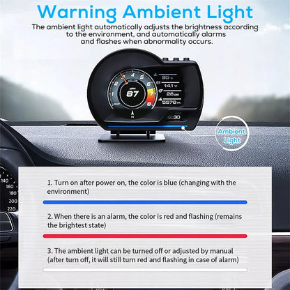 Medidor de sistemas dobles Universal OBD2 y GPS, velocímetro, pantalla frontal, medidor multifunción de temperatura del agua, accesorios Turbo para coche HUD P6