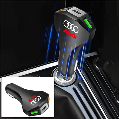 Cargador de coche con puertos USB tipo C, adaptador de carga súper rápida para Audi Sline Quattro RS S TT A1 A2 A3 A4 A5 A6 A7 A8 Q1 Q2 Q3 Q4 S4S