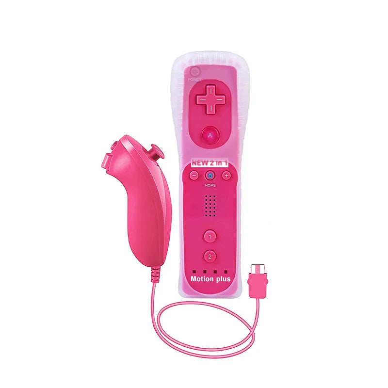 Un par de mandos a distancia con controlador Nunchuck para juegos Wii Control para consola Wii Gamepad inalámbrico con Motion Plus