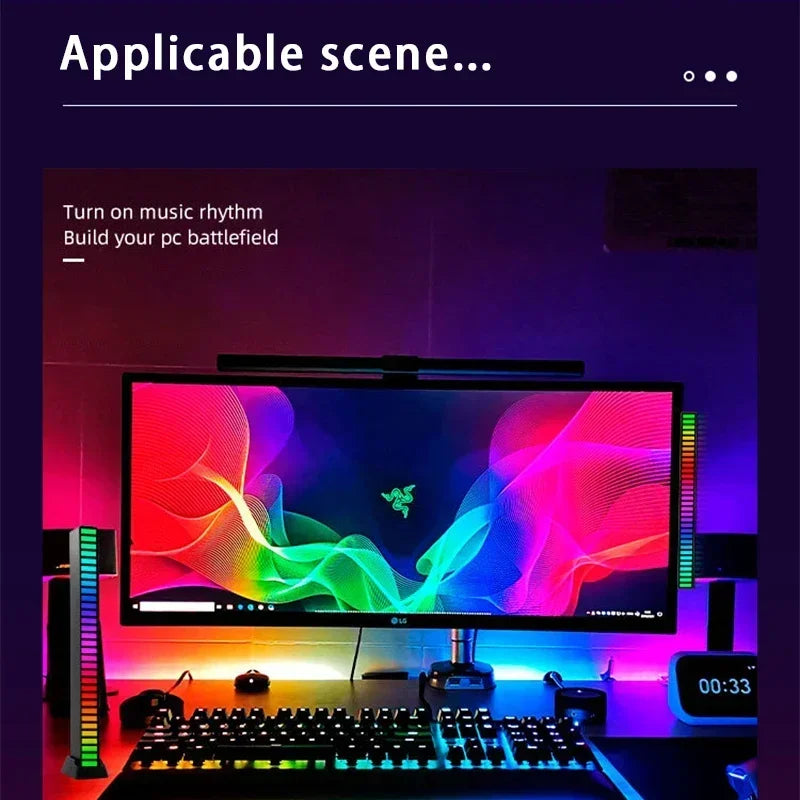 Tira de luces LED RGB, Control de sonido y música, lámpara ambiental de ritmo, luces nocturnas de ambiente para Bar, coche, habitación, TV, decoración para juegos
