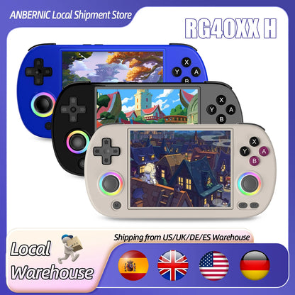 ANBERNIC-consola de juegos portátil RG40XX H, sistema Linux con pantalla IPS de 4,0 pulgadas, tarjeta TF integrada de 64G, 5488 juegos, compatible con salida de HD-TV