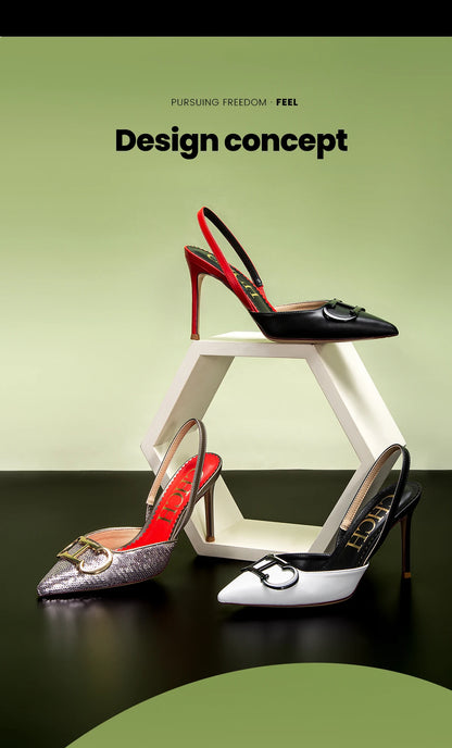 CHCH Tacones altos para mujer 2025 Punta afilada Destiny Punta cerrada Tacones de tiras Zapatos de vestir de fiesta nupcial de boda sexy 9 cm