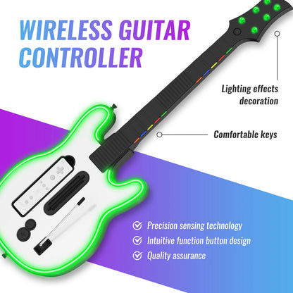 Consola Wii Controlador de guitarra inalámbrico Consola Wii Guitarra para juegos de banda de rock con luces RGB