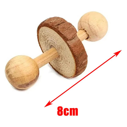 conejillo de indias, conejo, hámster, Animal PEQUEÑO, juguetes con rodillo para mascotas, mancuernas de pino de madera Natural, monociclo, campana para masticar, bola trenzada