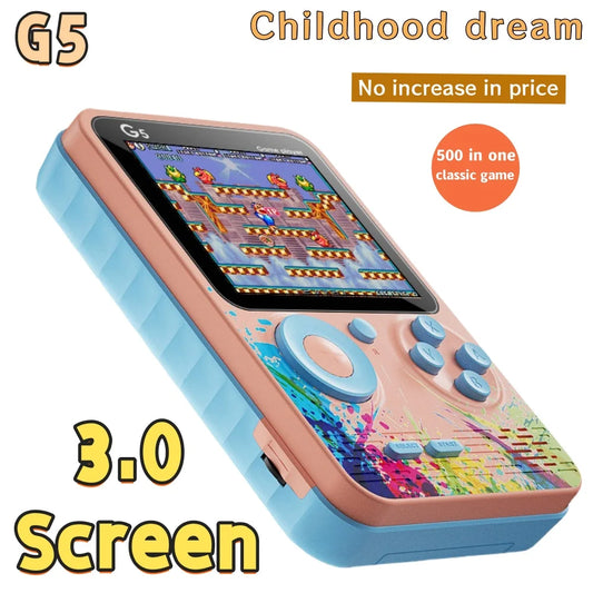 G5 500 en 1 MINI juego reproductores de juegos portátiles consola de vídeo Retro niño 8 bits 3,0 pulgadas pantalla LCD a Color juegos