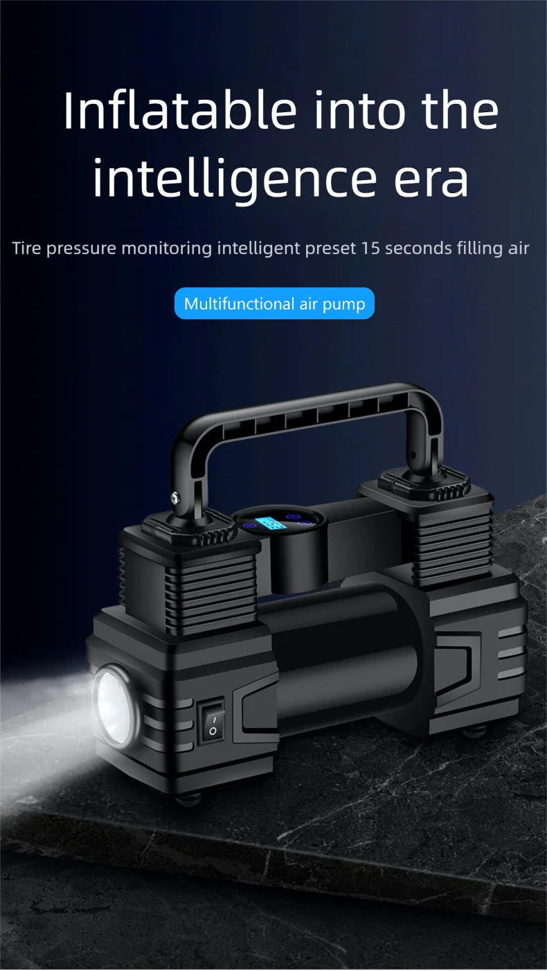 Bomba de aire montada en vehículo, pantalla Digital inteligente, inflador de neumáticos de alta resistencia, bomba de aire portátil de 12V, suministros para automóviles