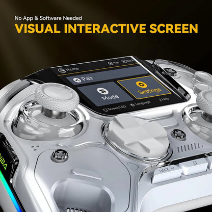 Controlador de juegos inalámbrico con pantalla interactiva para Switch/PC/iOS/Android, palo de efecto Hall, luz RGB de 1800mAh con base de carga