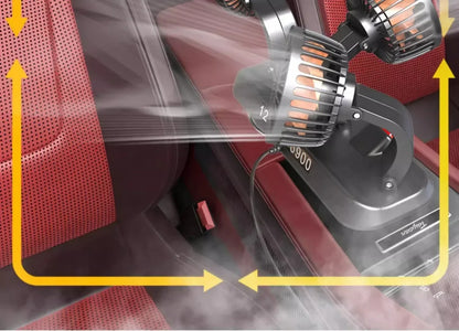Ventilador automotriz del coche del ventilador 12v 24v 360 °   Ventilador de aire ajustable de 3 cabezales, tarjeta de estacionamiento temporal multifuncional de poco ruido, ventilador para vehículos