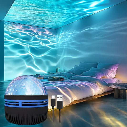Proyector de galaxia con ondas de agua LED, luz RGB con Control remoto inteligente, lámpara de estrella Aurora, KTV, alimentado por USB, rotación automática, para el hogar y el dormitorio