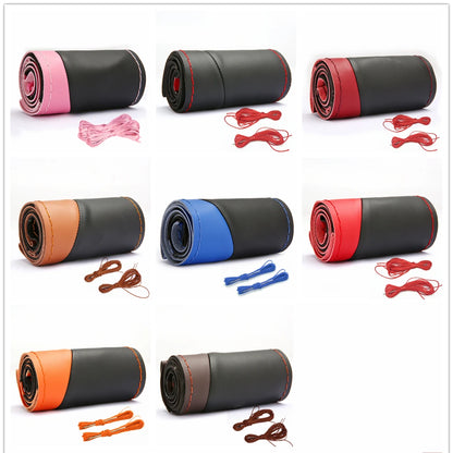 Protector de fibra de carbono para volante de coche, cubierta Universal para coser a mano, Protector de cuero de punto DIY, cubierta trenzada para volante de 38 cm