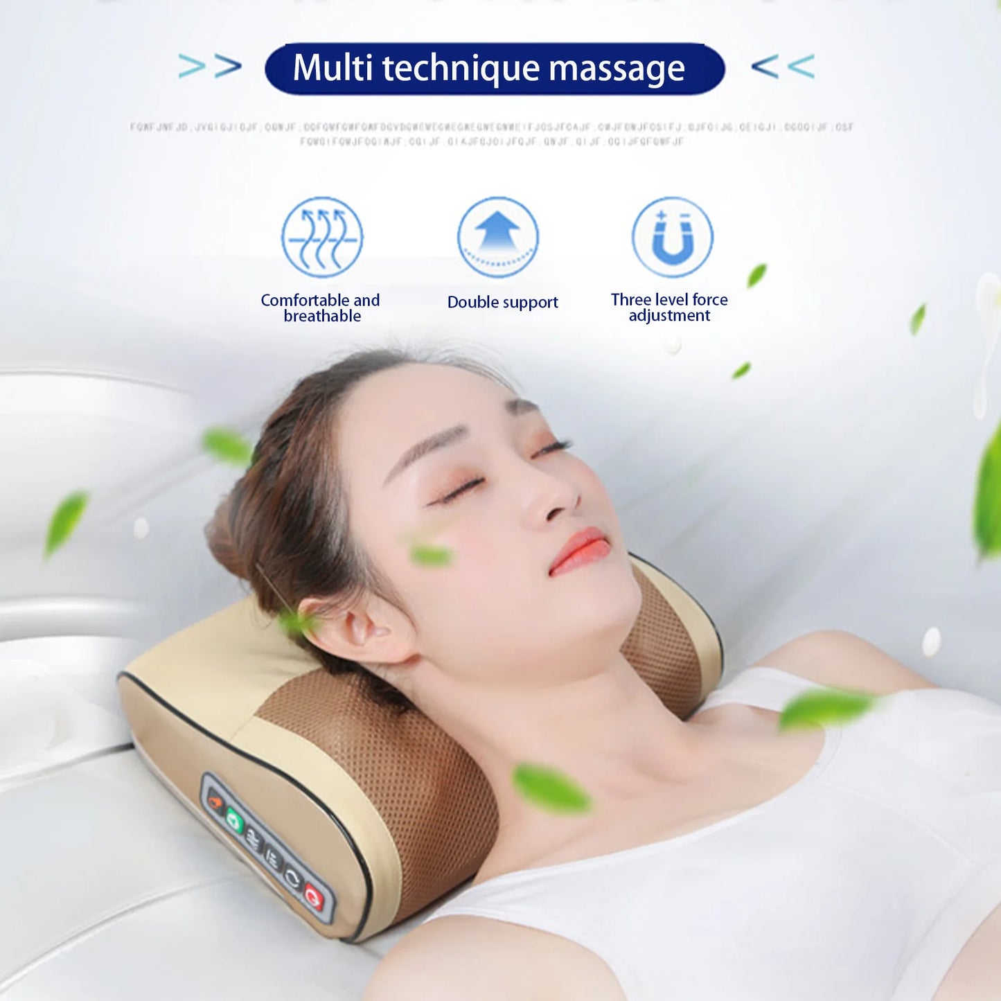 Almohada masajeadora multifuncional para cuello, compresa caliente ajustable, herramienta de masaje para amasar el cuello y los hombros, relajación de la columna Lumbar en el hogar