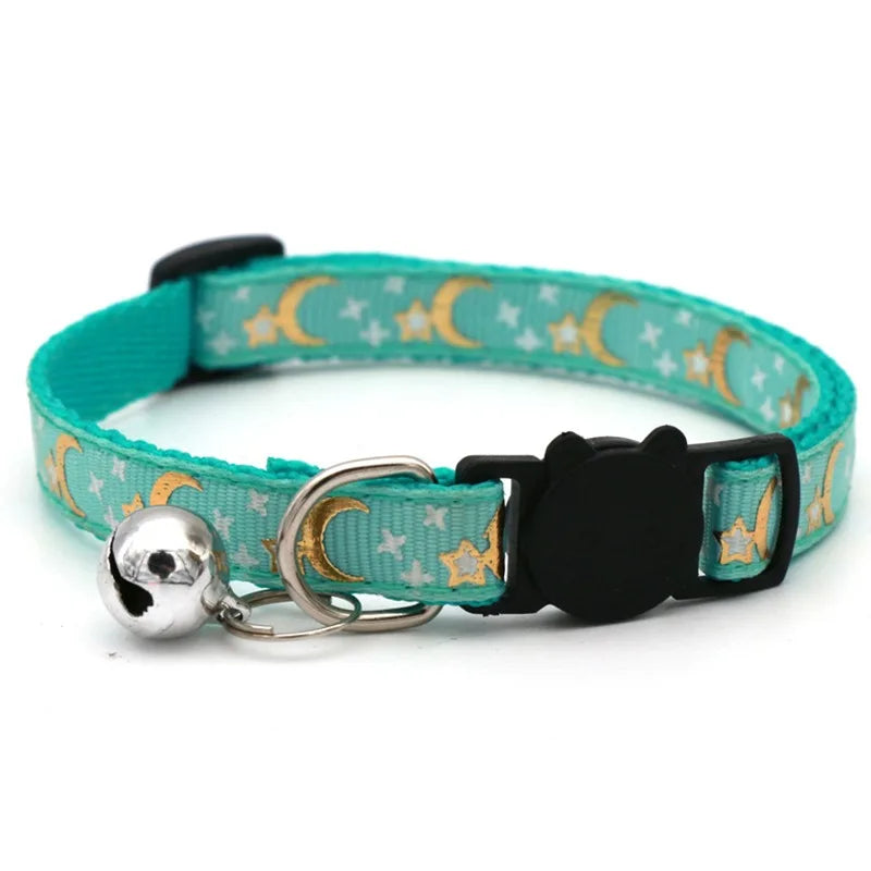 Collar para mascotas con campana, huella de dibujos animados, colorido perro, cachorro, gatito, Collar de anillo de campana de seguridad ajustable, accesorios para mascotas