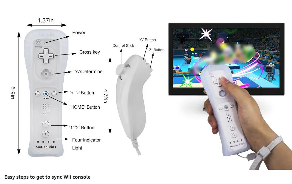 Controladores STORM WYRM compatibles con wii y Wii U con Motion Plus incorporado, controlador con funda de silicona y muñeca WU001