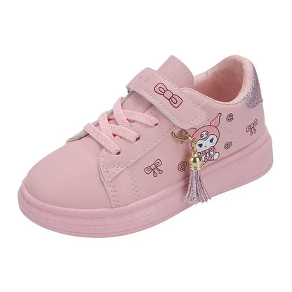 2025 zapatos blancos pequeños para niños, zapatos deportivos informales de fondo plano para estudiantes y niñas, zapatos de placa coreanos de primavera bajos