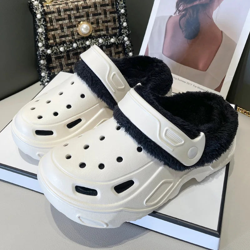 Zapatos de cueva EVA acolchados de invierno para hombres y mujeres, nuevos zapatos Baotou de fondo grueso, zapatillas de algodón cálidas para parejas, hombres y mujeres