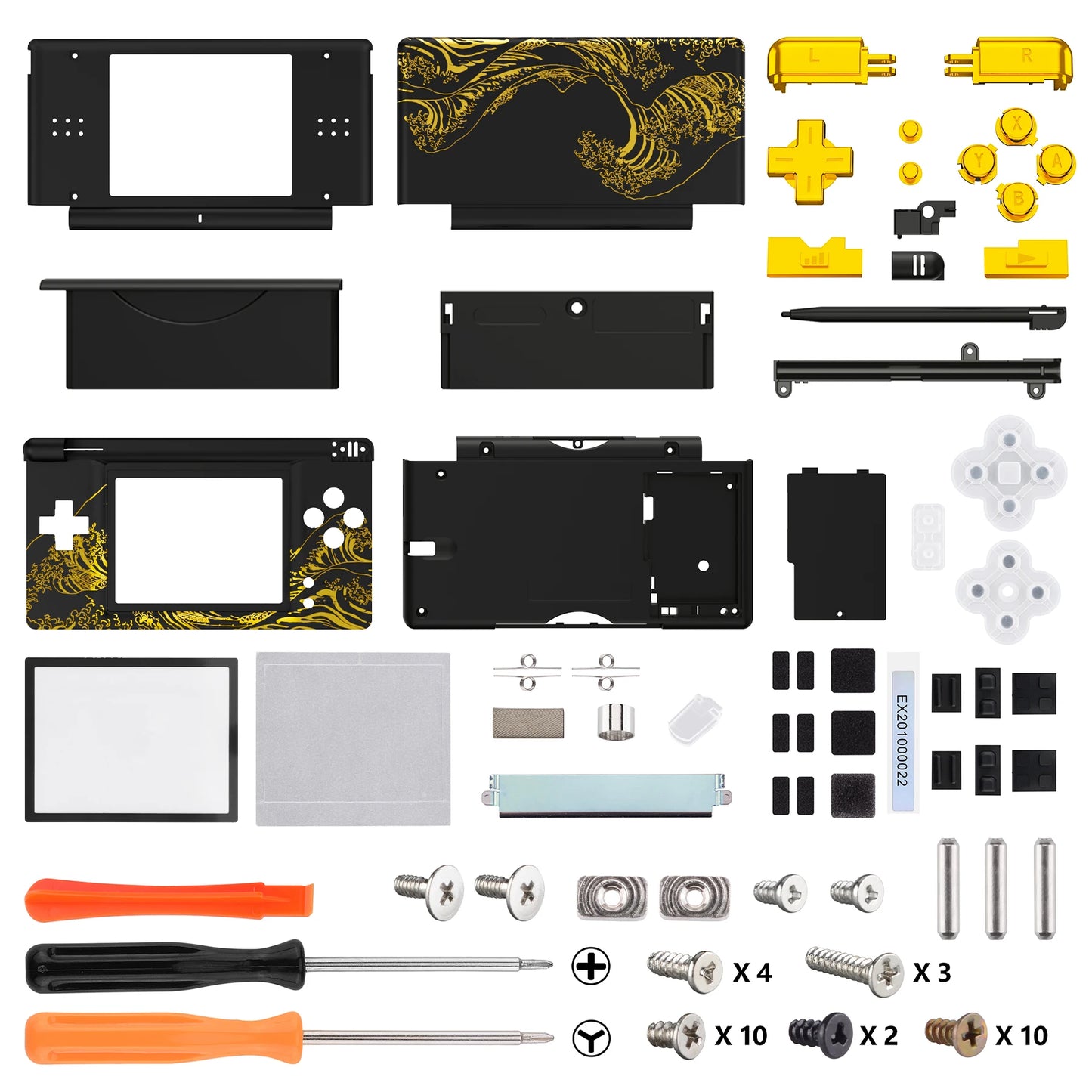 eXtremeRate Carcasa completa de repuesto para Nintendo DS Lite, funda con botones, lente de pantalla para NDSL - Serie única