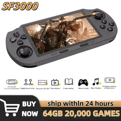 Consola de videojuegos portátil Retro SF3000, sistema Linux, pantalla IPS de 4,5 pulgadas, 854x480, reproductor de vídeo portátil de bolsillo de 3000mAh