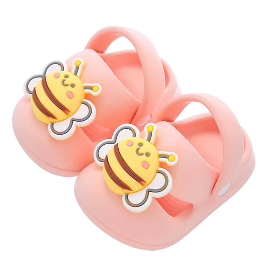 Zapatillas para niños y niñas con suela de EVA de dibujos animados, zapatos bonitos de abeja grande para el hogar, suelas suaves para interiores de verano, novedad