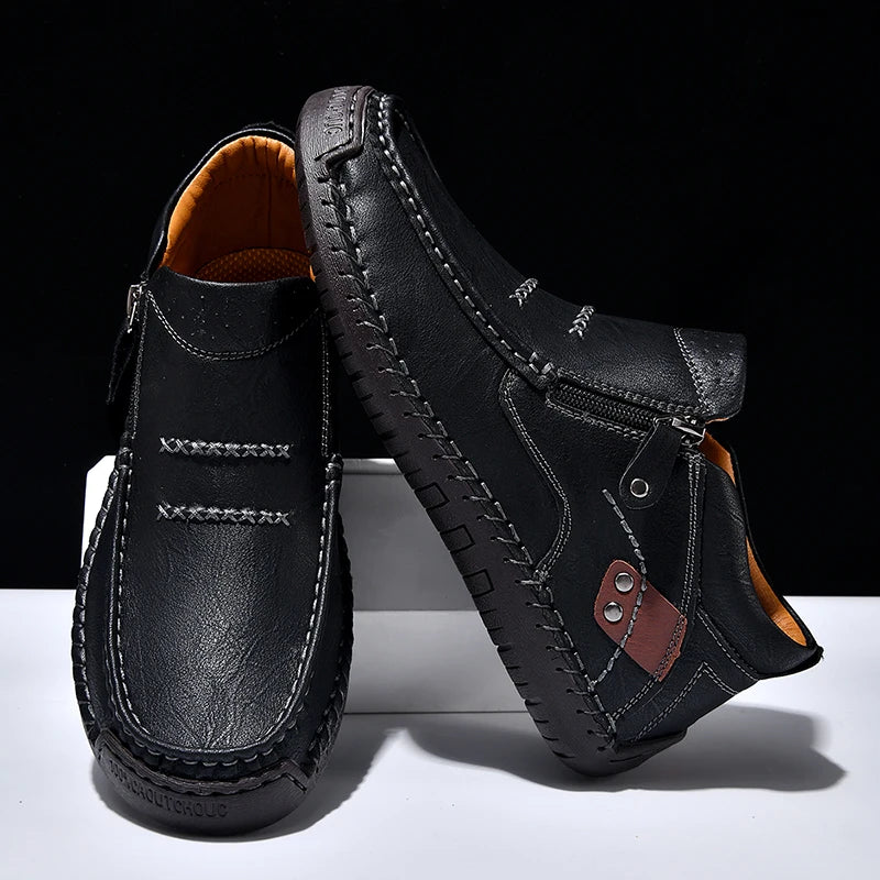 Zapatos informales de cuero de alta calidad para hombre, mocasines transpirables hechos a mano, zapatillas de deporte a la moda, mocasines, zapatos náuticos de marca de lujo