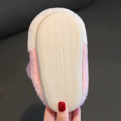 Zapatillas de algodón cálidas para niños y niñas, zapatillas de lana antideslizantes para interiores para niños y niñas, zapatos para el hogar, otoño e invierno