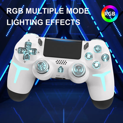 GAMINJA-controlador de juego inalámbrico con luz RGB para consola PS4, PS3, ordenador, PC, LED, Bluetooth, giroscopio de 6 ejes, doble vibración