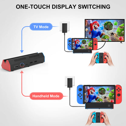 Base de estación de carga portátil con adaptador HDMI 4K/USB 2.0/puerto tipo C para Nintendo Switch OLED Dock