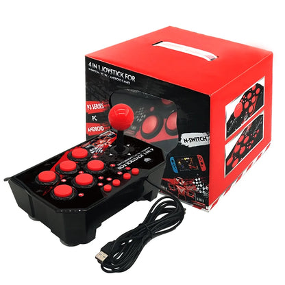 GAMINJA-Joystick de juego 4 en 1 con Cable USB de 3M, consola de juegos TURBO, estación Arcade basculante para Nintendo Switch, Android, TV, PS3, PC