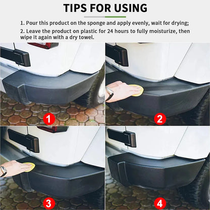 Restaurador de plástico para coche, renovador de plástico brillante de espalda a negro, revestimiento duradero, restauración de cuero, productos de limpieza de pulido automático