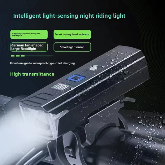 Luz de bicicleta recargable por USB: faro con detección de luz automática para conducción nocturna, linterna LED fuerte