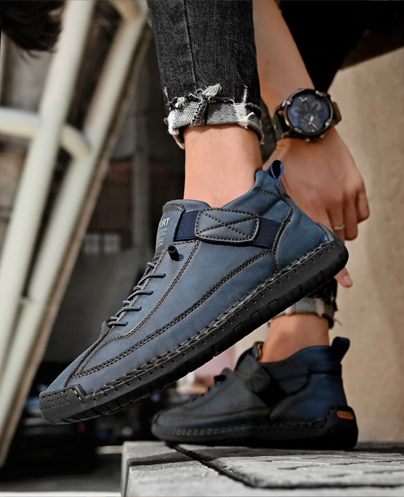 Zapatos de cuero hechos a mano para hombre, mocasines informales sin cordones, zapatos de cuero transpirables, zapatos planos para hombre, mocasines de moda, zapatos de herramientas de talla grande