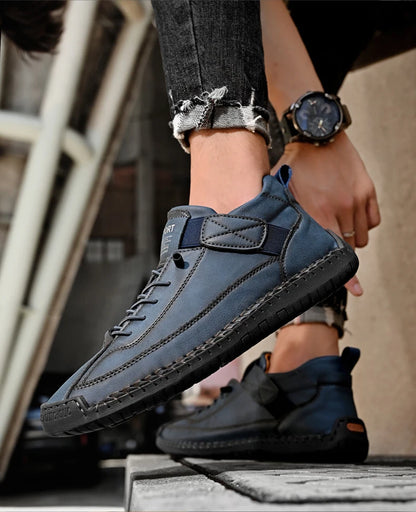 Zapatos de cuero hechos a mano para hombre, mocasines informales sin cordones, zapatos de cuero transpirables, zapatos planos para hombre, mocasines de moda, zapatos de herramientas de talla grande