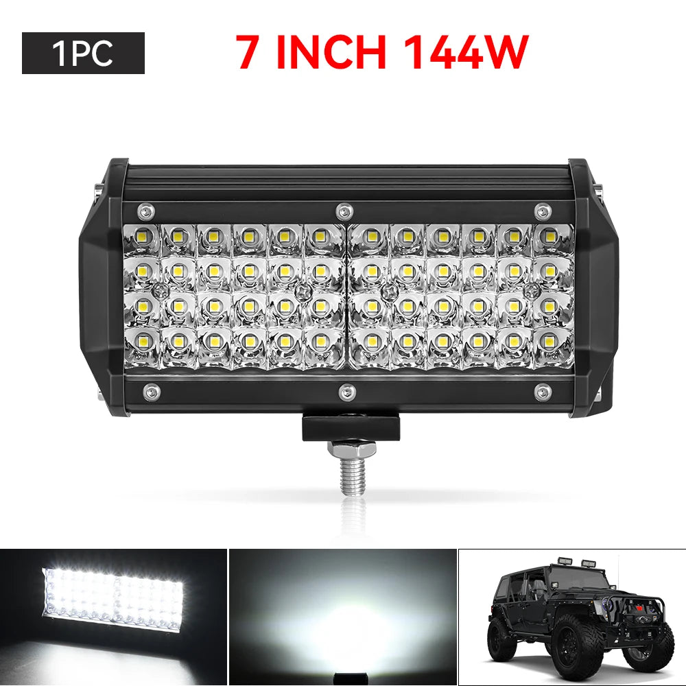 Barra de luz LED de trabajo, faro LED de 12-24V, foco de coche, lámpara antiniebla de diodo para Atv, Tractor, motocicleta, accesorios todoterreno, 4x4, 1/2/4 unidades