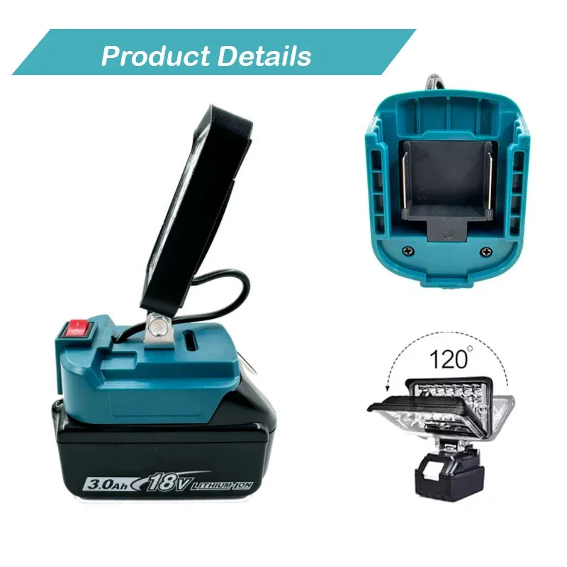 Para Makita 14,4 V-18V linterna con batería de iones de litio linterna para exteriores luz LED de trabajo inalámbrica de 3 pulgadas lámpara de Camping iluminación de emergencia