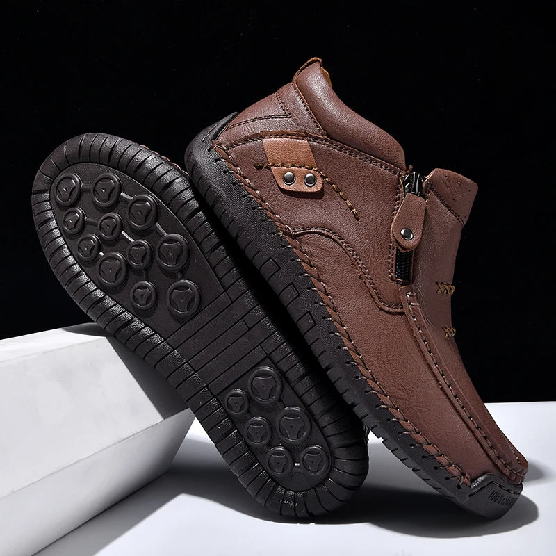 Zapatos informales de cuero de alta calidad para hombre, mocasines transpirables hechos a mano, zapatillas de deporte a la moda, mocasines, zapatos náuticos de marca de lujo