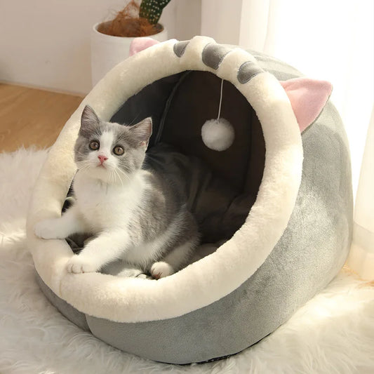 Cama para gatos de sueño profundo, cama para mascotas de dibujos animados, plegable, extraíble, lavable, cama para mascotas, alfombrilla para perros pequeños, bolsa, cueva, cama para gatos