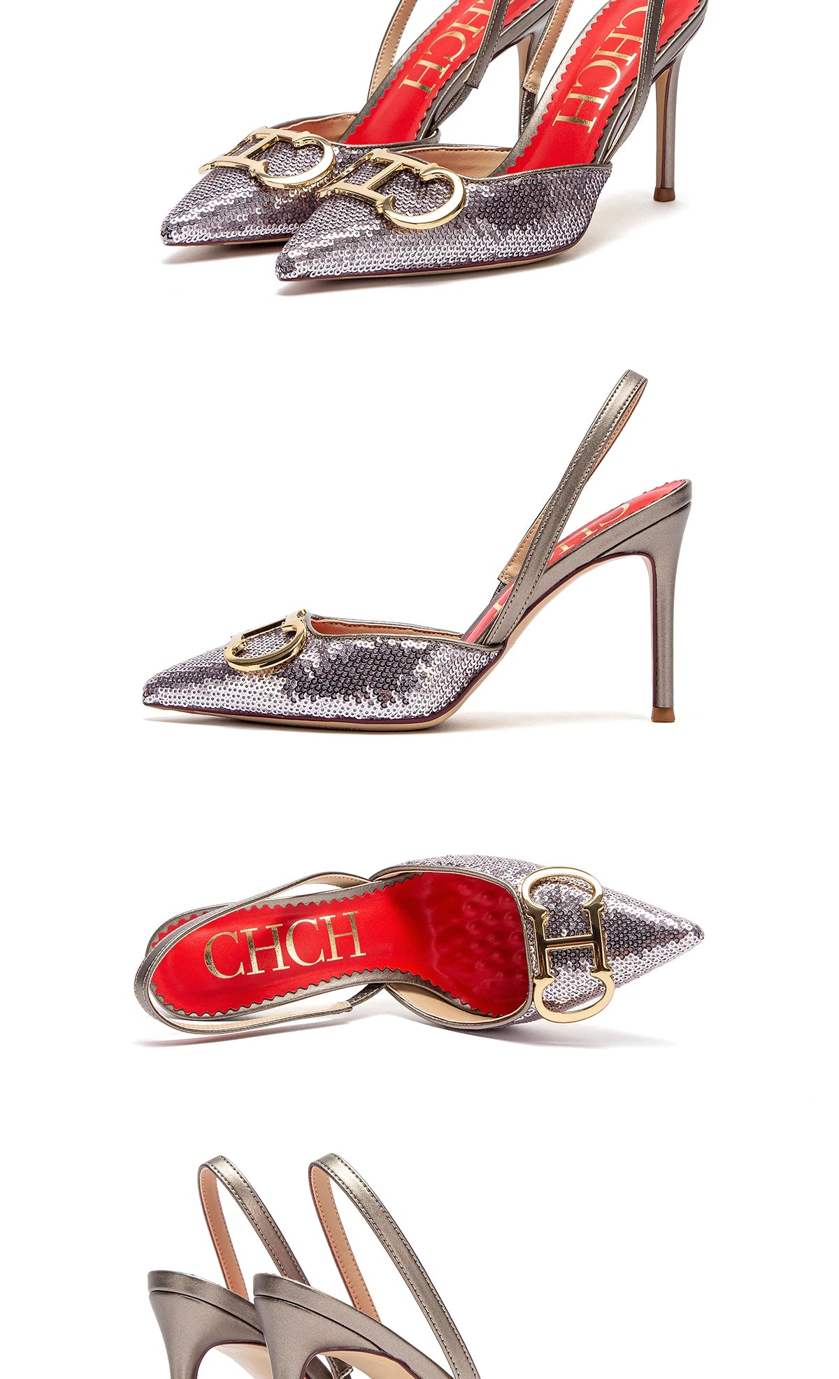 CHCH Tacones altos para mujer 2025 Punta afilada Destiny Punta cerrada Tacones de tiras Zapatos de vestir de fiesta nupcial de boda sexy 9 cm