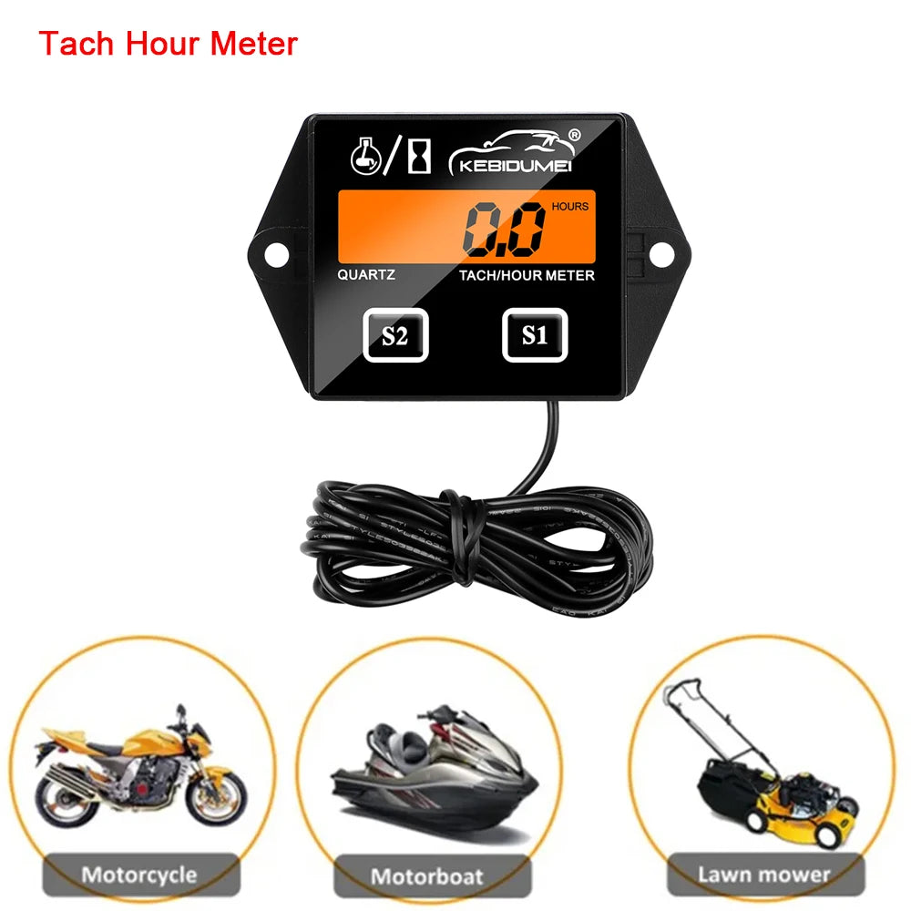 El más nuevo tacómetro Digital LCD para Motor, medidor de horas, tacómetro, pantalla inductiva para motocicleta, Motor de carrera, coche marino, barco