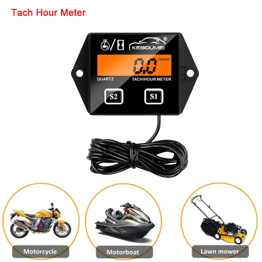 El más nuevo tacómetro Digital LCD para Motor, medidor de horas, tacómetro, pantalla inductiva para motocicleta, Motor de carrera, coche marino, barco