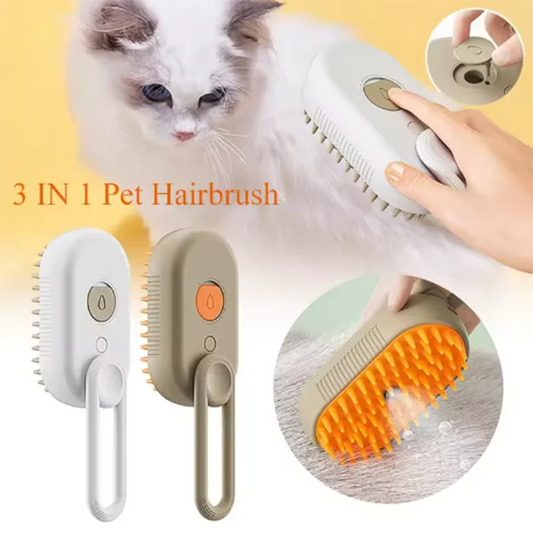 Cepillo de masaje en aerosol para perros y gatos, pulverizador de vapor de un botón, cepillo de depilación flotante giratorio plegable para baño, peine