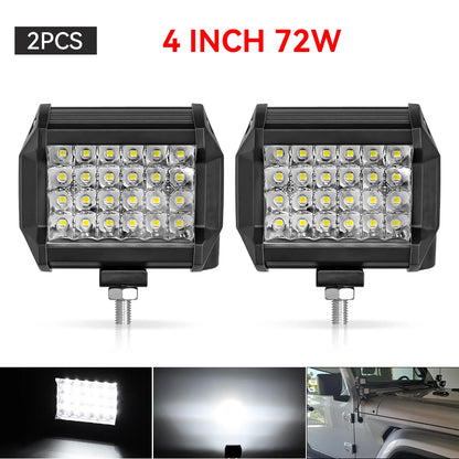 Barra de luz LED de trabajo, faro LED de 12-24V, foco de coche, lámpara antiniebla de diodo para Atv, Tractor, motocicleta, accesorios todoterreno, 4x4, 1/2/4 unidades