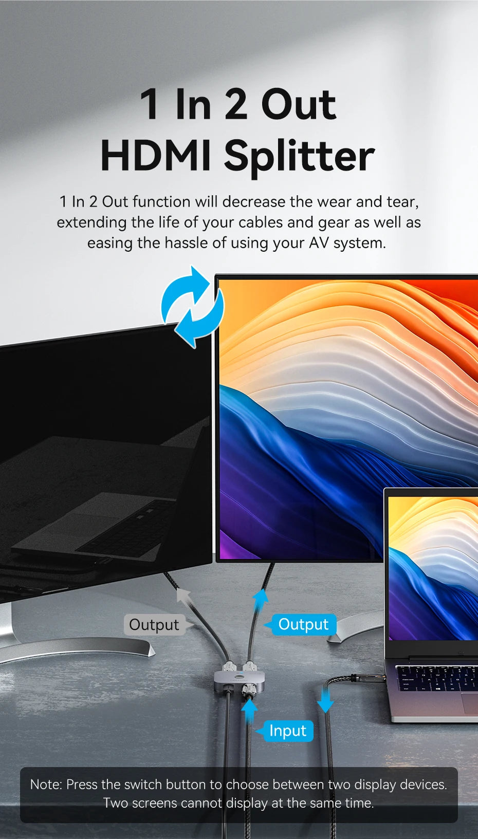Vention HDMI 2,1 divisor 8K 60Hz 4K120Hz bidireccional 2 en 1 salida para TV Xiaomi Xbox PS4 5 Monitor compatible con HDMI conmutador HDMI