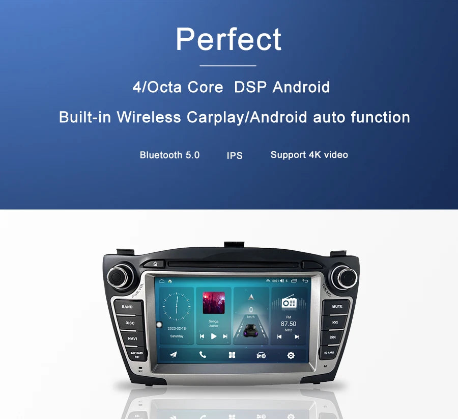 7 "Carplay DSP IPS Android 13,0 8GB + 128GB 8 núcleos reproductor Multimedia GPS Radio Wifi para Hyundai Tucson 2 LM IX35 2009-2015