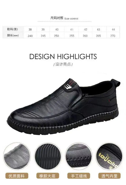 Mocasines de cuero PU para hombre, zapatos planos antideslizantes para caminar, zapatos informales transpirables sin cordones para exteriores para trabajo masculino, zapatillas de deporte para conducir en la oficina2