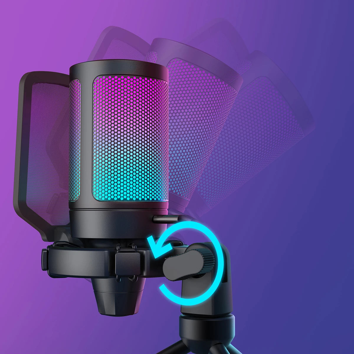 FIFINE Micrófono de condensador USB para juegos, para PC PS4 PS5 MAC con soporte de choque y filtro pop y control de ganancia para podcasts, Ampligame A6V
