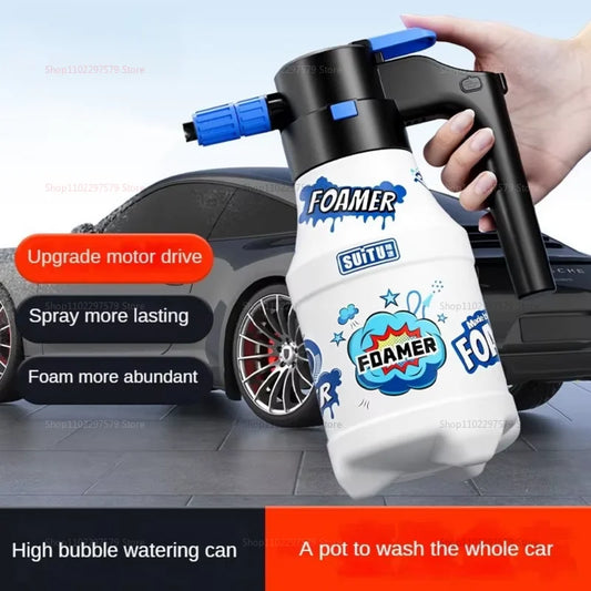 Pulverizador eléctrico de espuma para nieve de 1,5 l, lanza a presión recargable por USB, regadera para limpieza de ventanas de coche, detalles exteriores