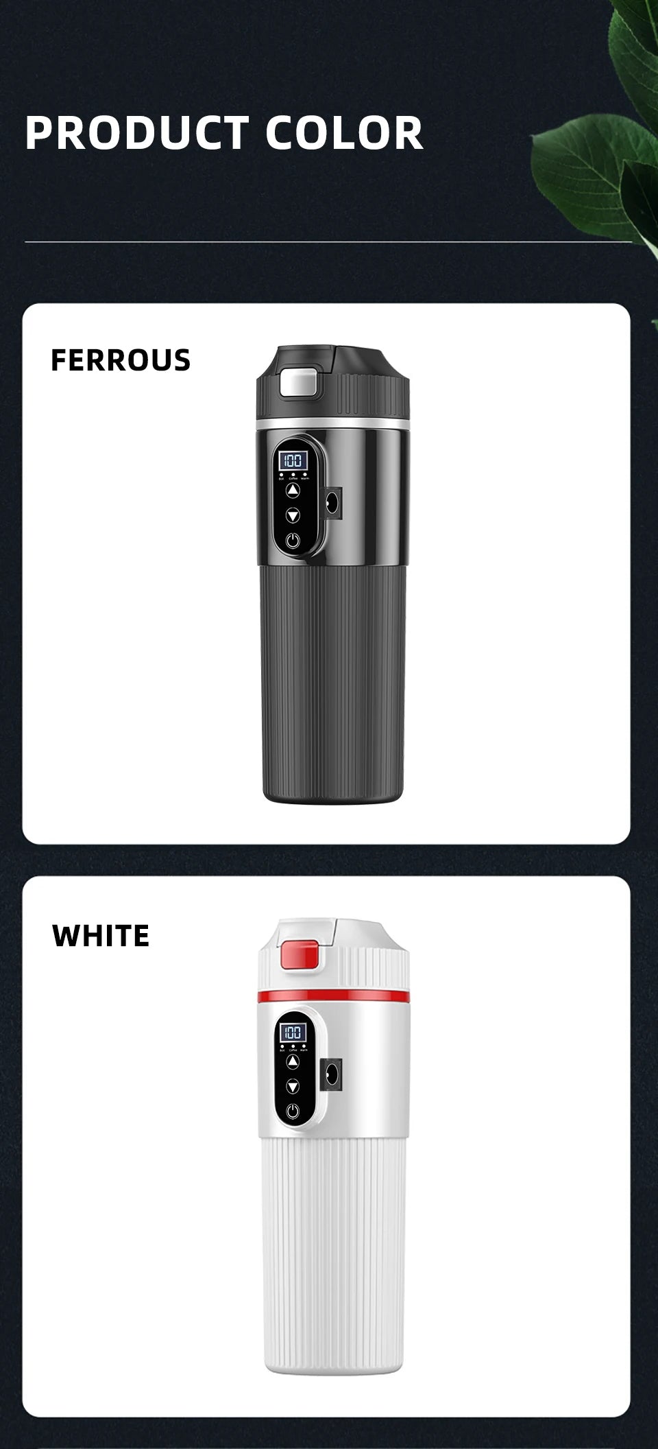 Tetera con taza calefactora eléctrica de 12V/24V y 500ML, botella con calentador de agua de acero inoxidable 304, apagado automático, taza de ebullición rápida para coche de viaje